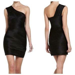 BCBG BCBGMAXAZRIA Black Eden One Shoulder Cocktail Dress Msrp $368.00